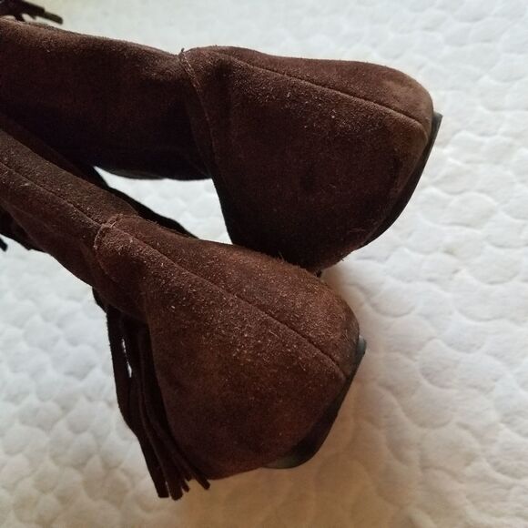 Steve Madden P-Tila mocassin boots suede fringe 7 mocs - Picture 7 of 10